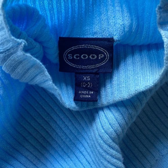 NWT Scoop Sweater Women's  XS Baby Blue Mock Neck Coastal Quiet Luxury Flaw - Picture 5 of 8